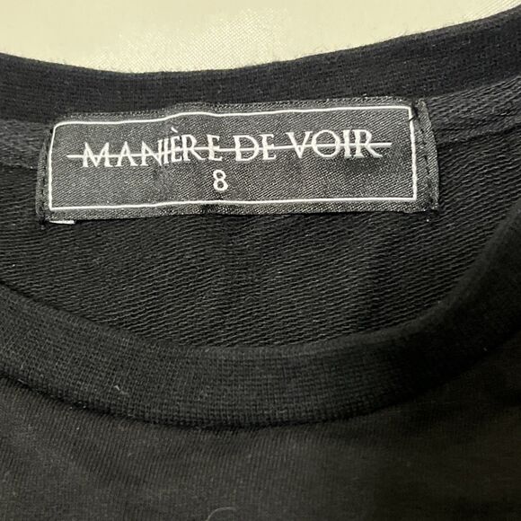 Maniere De Voir Tshirt Top Buckles Black Corset Graphic Pattern Women’s 8 - Picture 3 of 6